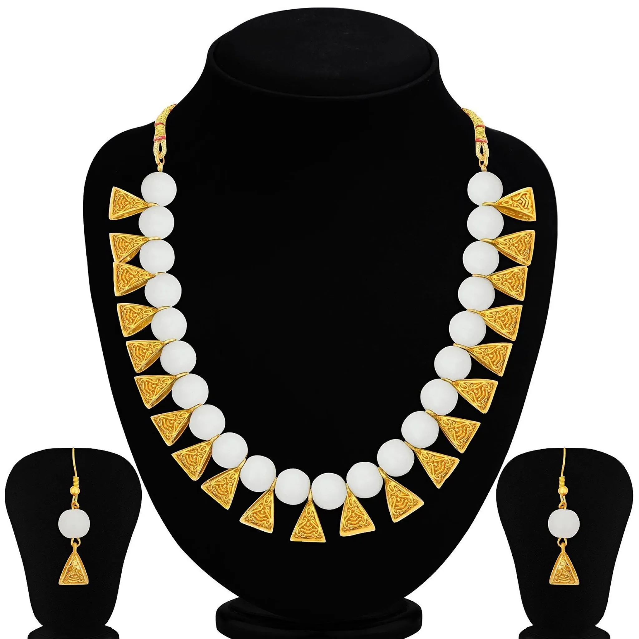 Metal Jewel Set (White, Gold)