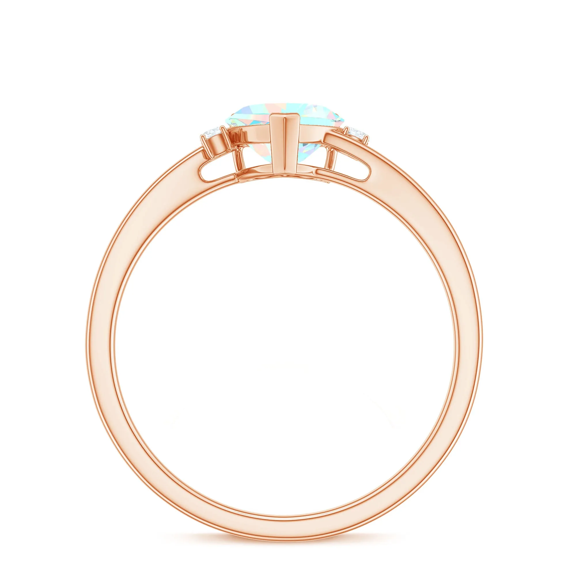 Minimal Ethiopian Opal Solitaire Heart Ring with Diamond