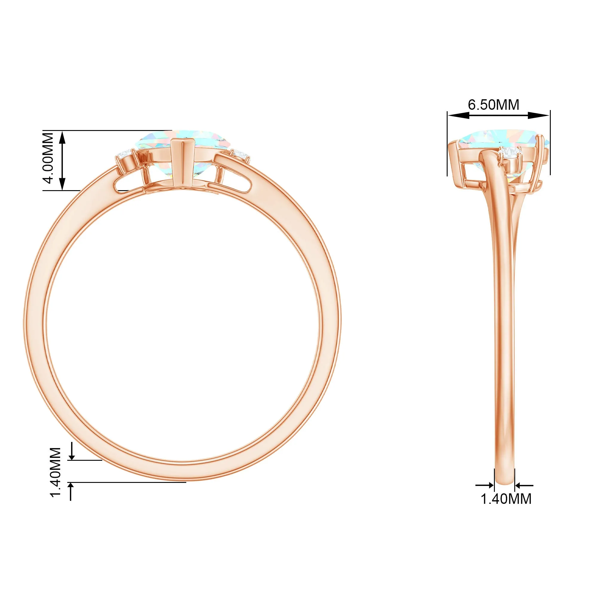 Minimal Ethiopian Opal Solitaire Heart Ring with Diamond