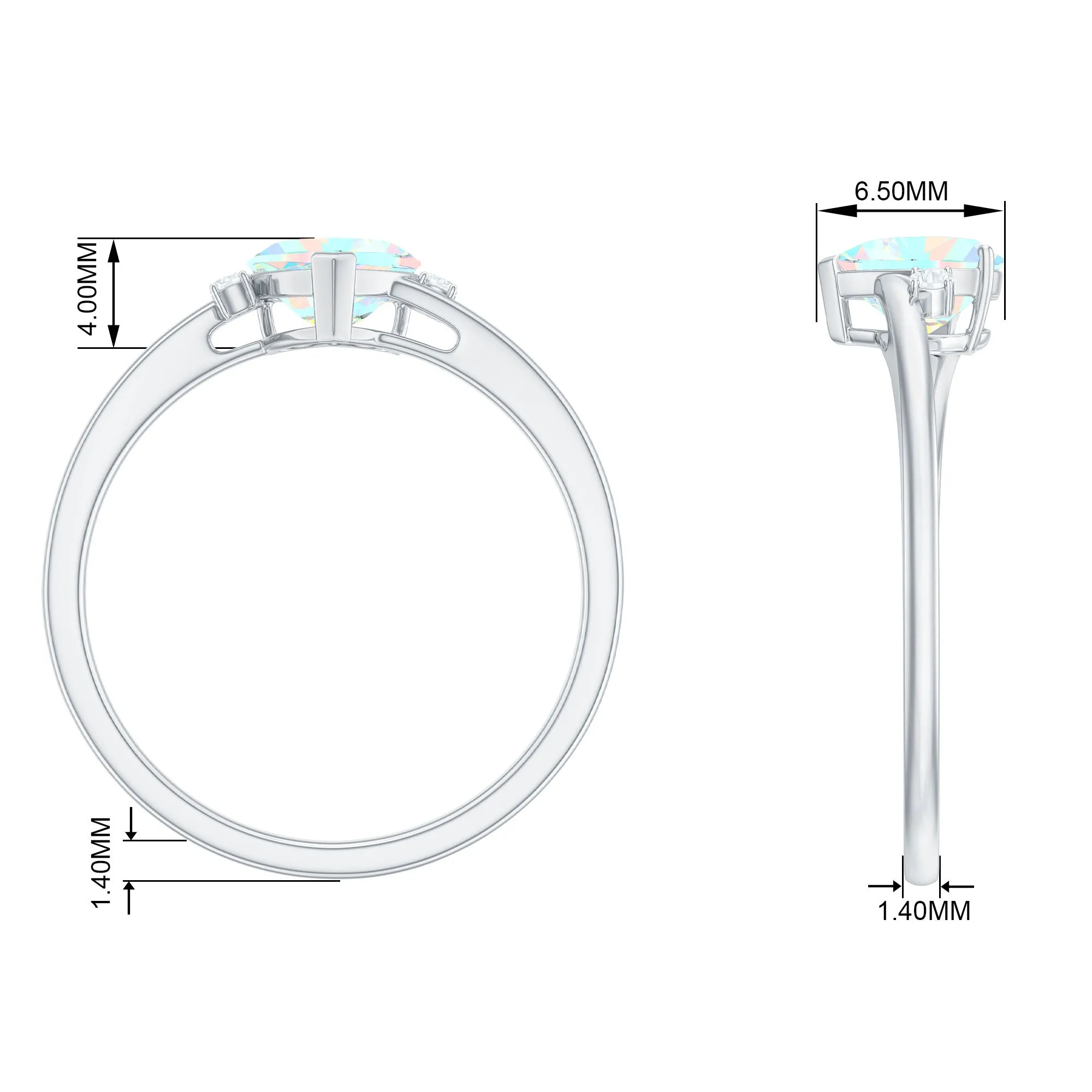 Minimal Ethiopian Opal Solitaire Heart Ring with Diamond