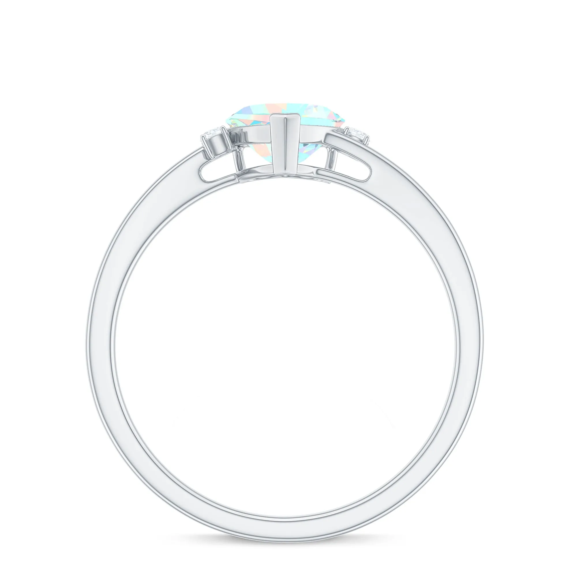 Minimal Ethiopian Opal Solitaire Heart Ring with Diamond