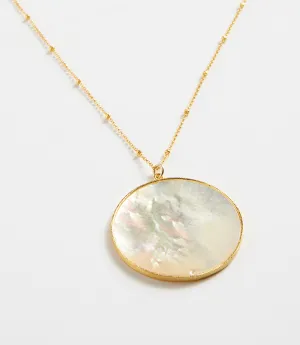 Mother Of Pearl Pendant Disc Necklace