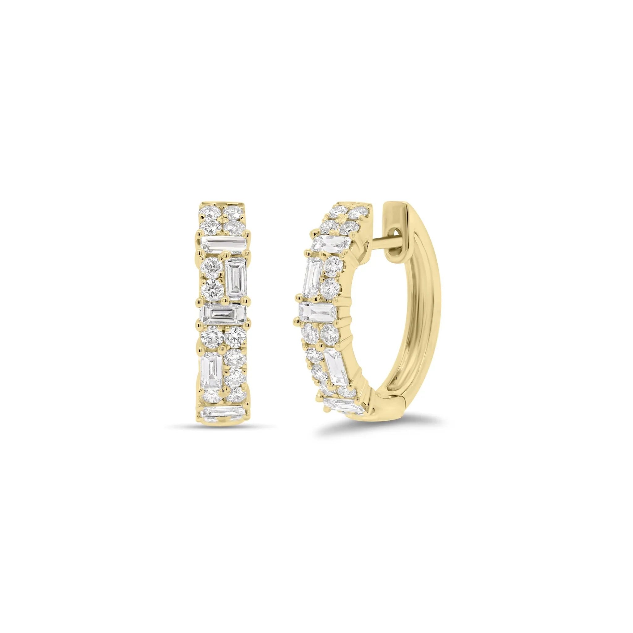 Multifaceted Diamond Huggie Earrings