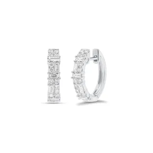 Multifaceted Diamond Huggie Earrings