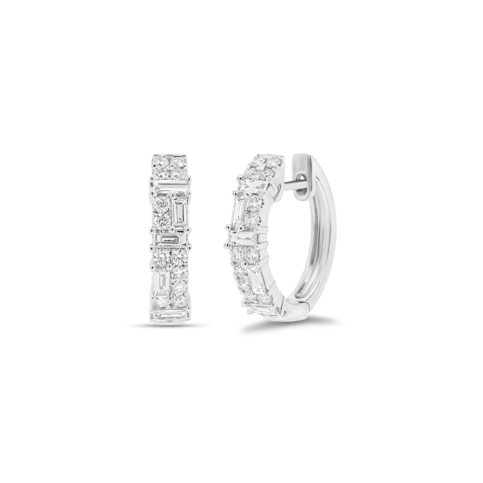 Multifaceted Diamond Huggie Earrings