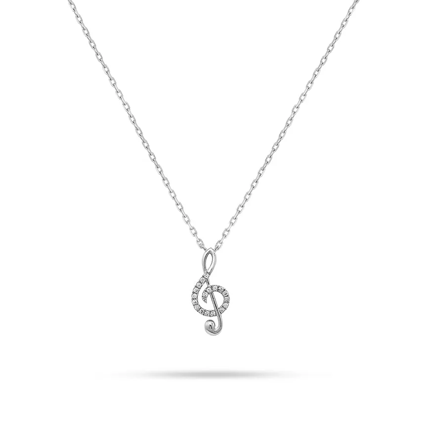 Music Note Round Diamond Pendant