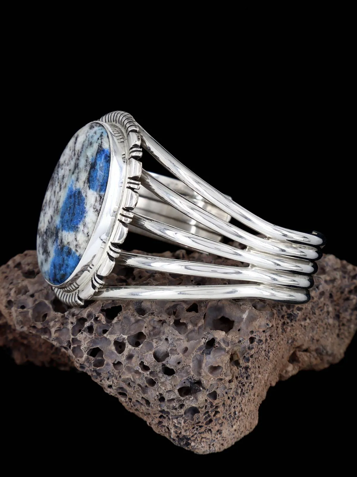 Native American K2 Blue Sterling Silver Cuff Bracelet