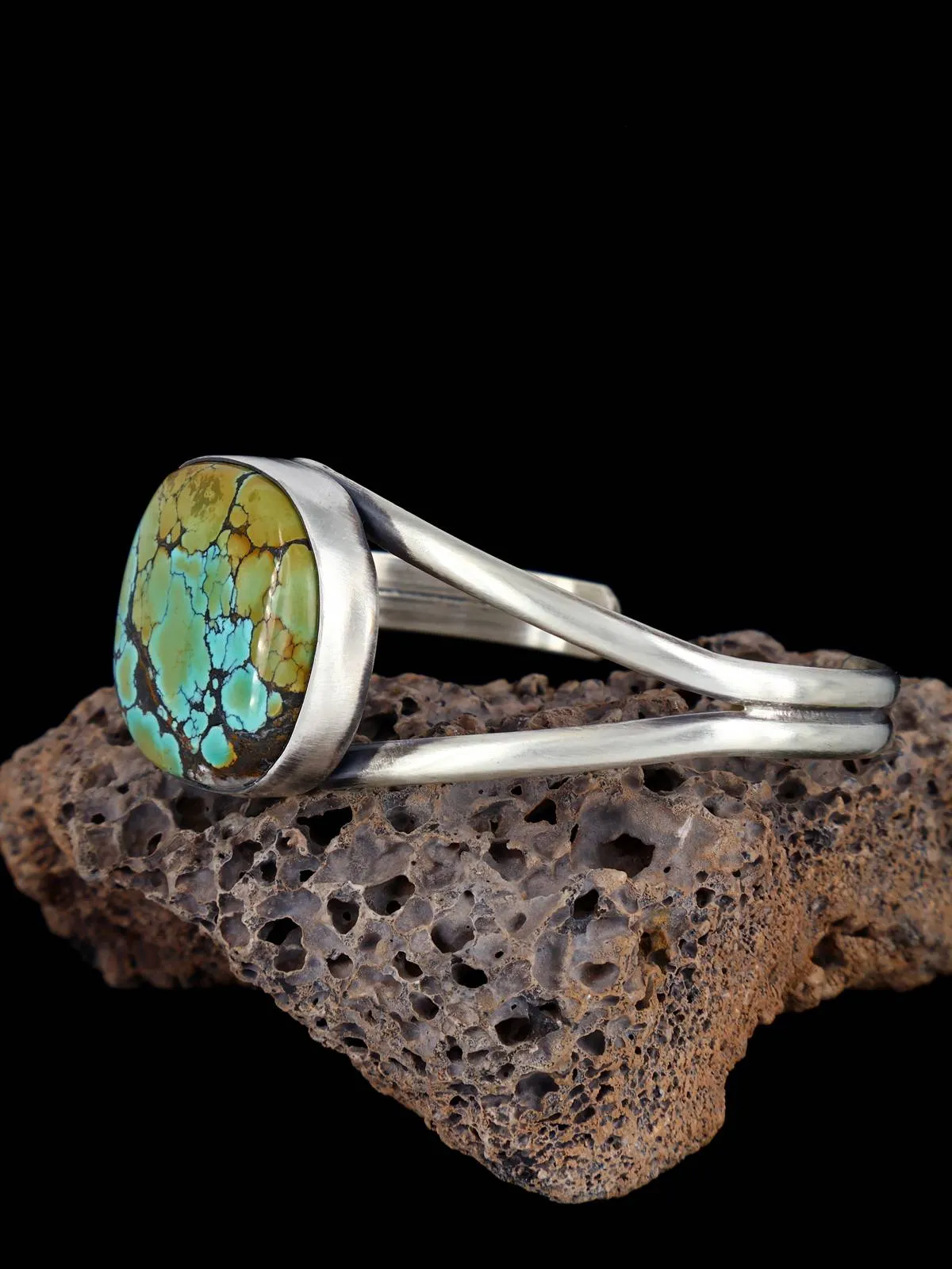 Navajo Natural Sky Horse Turquoise Sterling Silver Cuff Bracelet