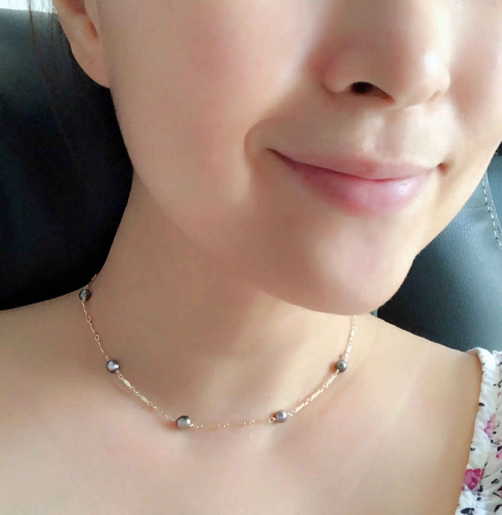 Necklace NORI - Keshi tahitian pearls (N282)