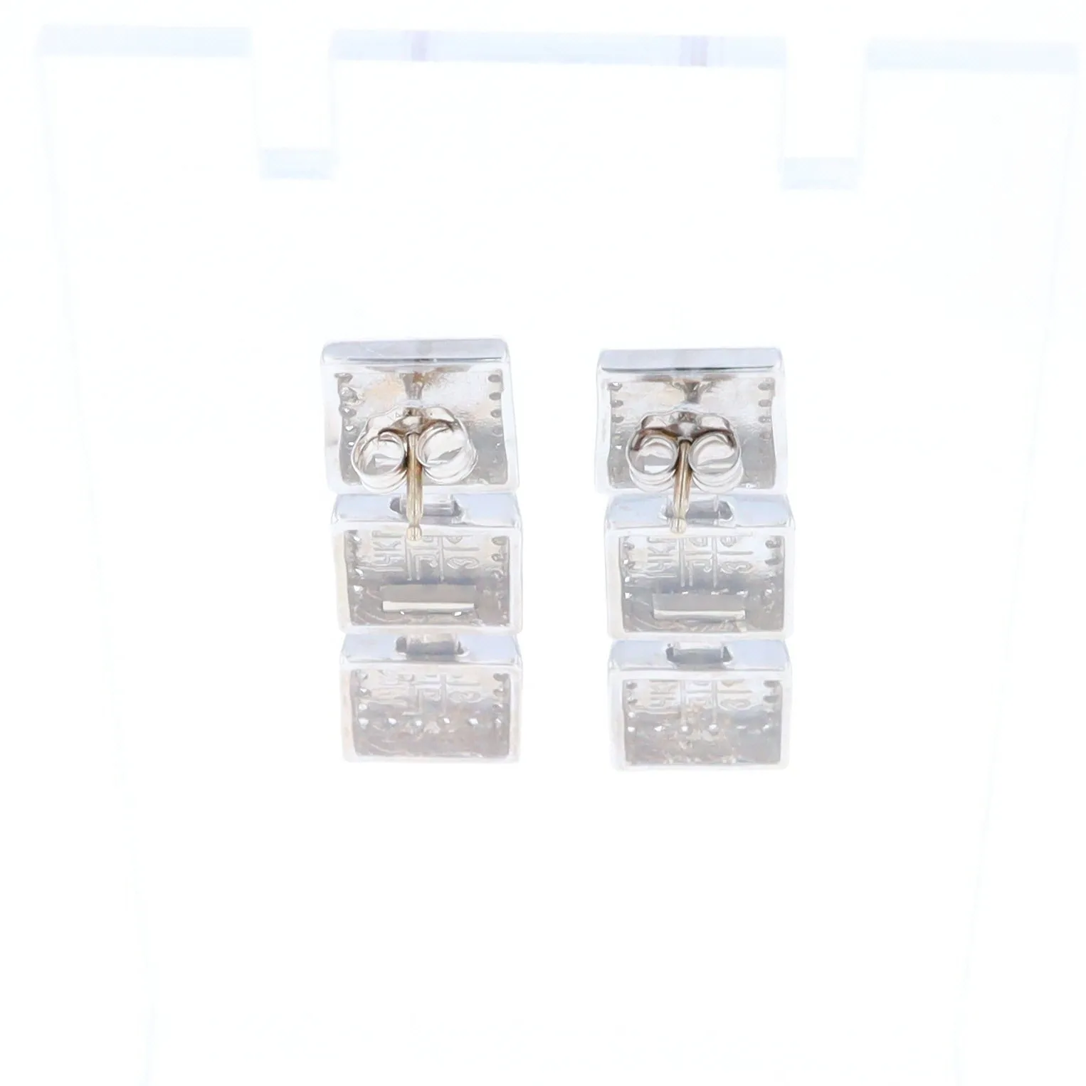 Onyx Square 3 Section Inlaid .84Ctw Diamond Earrings