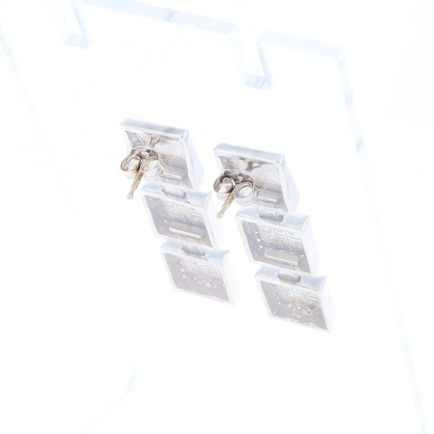 Onyx Square 3 Section Inlaid .84Ctw Diamond Earrings