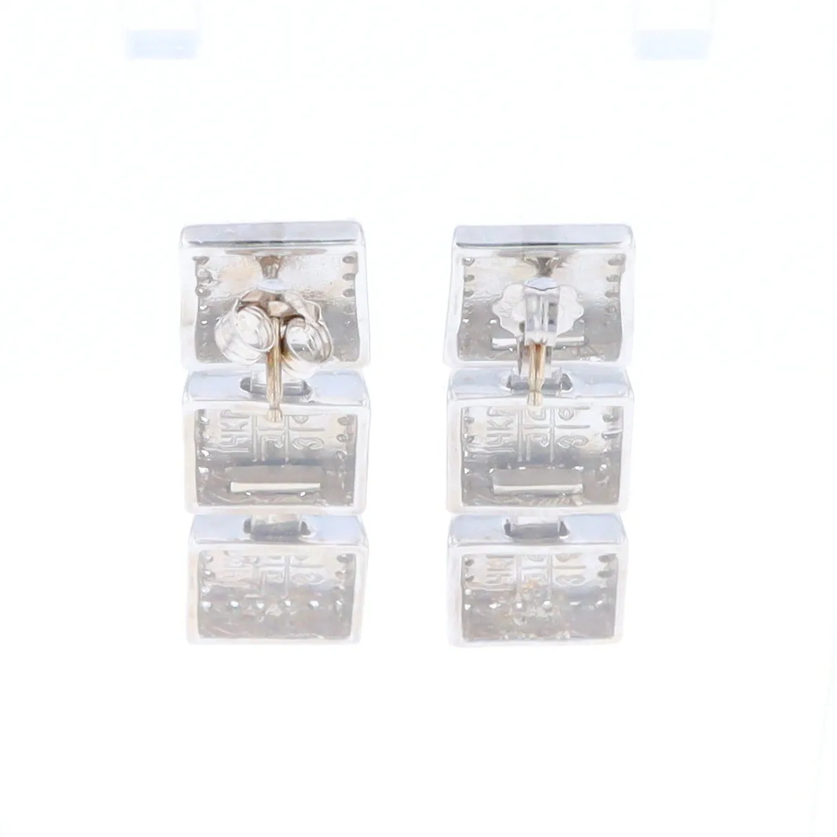 Onyx Square 3 Section Inlaid .84Ctw Diamond Earrings