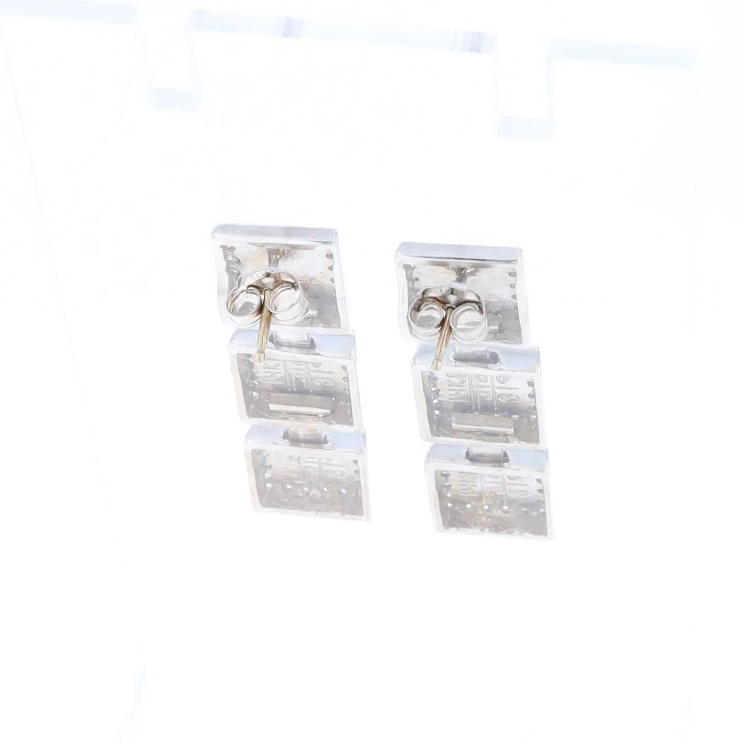 Onyx Square 3 Section Inlaid .84Ctw Diamond Earrings