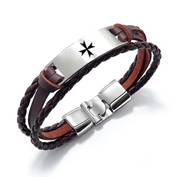 Order Of Malta Commandery Bracelet - Black & Brown