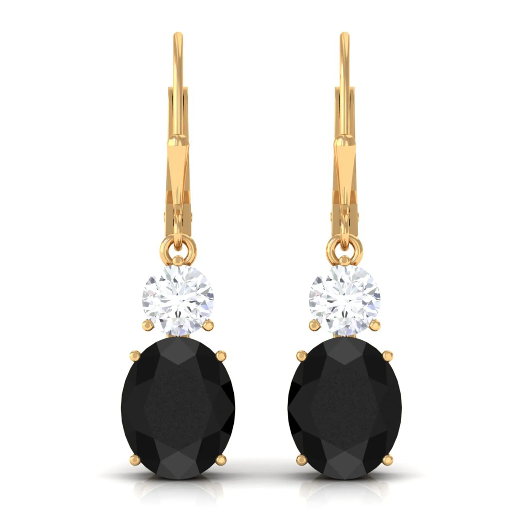 Oval Created Black Diamond Drop Earrings with Moissanite