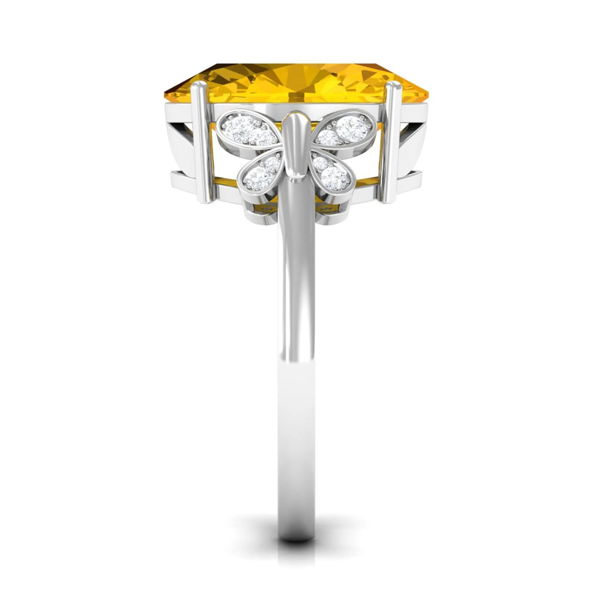 Oval Created Yellow Sapphire Solitaire Engagement Ring