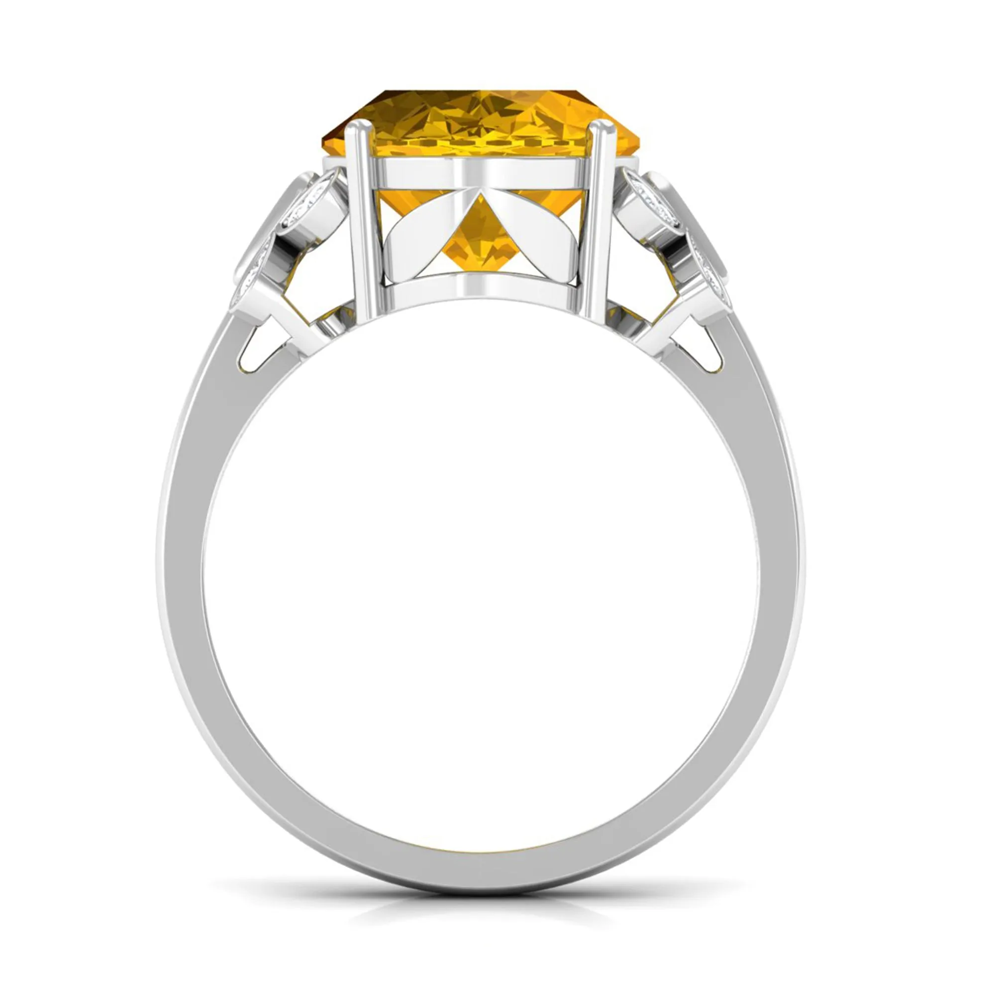 Oval Created Yellow Sapphire Solitaire Engagement Ring