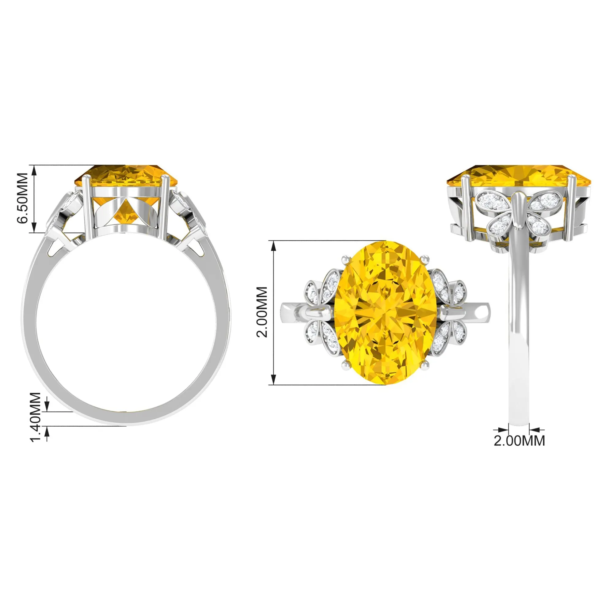 Oval Created Yellow Sapphire Solitaire Engagement Ring