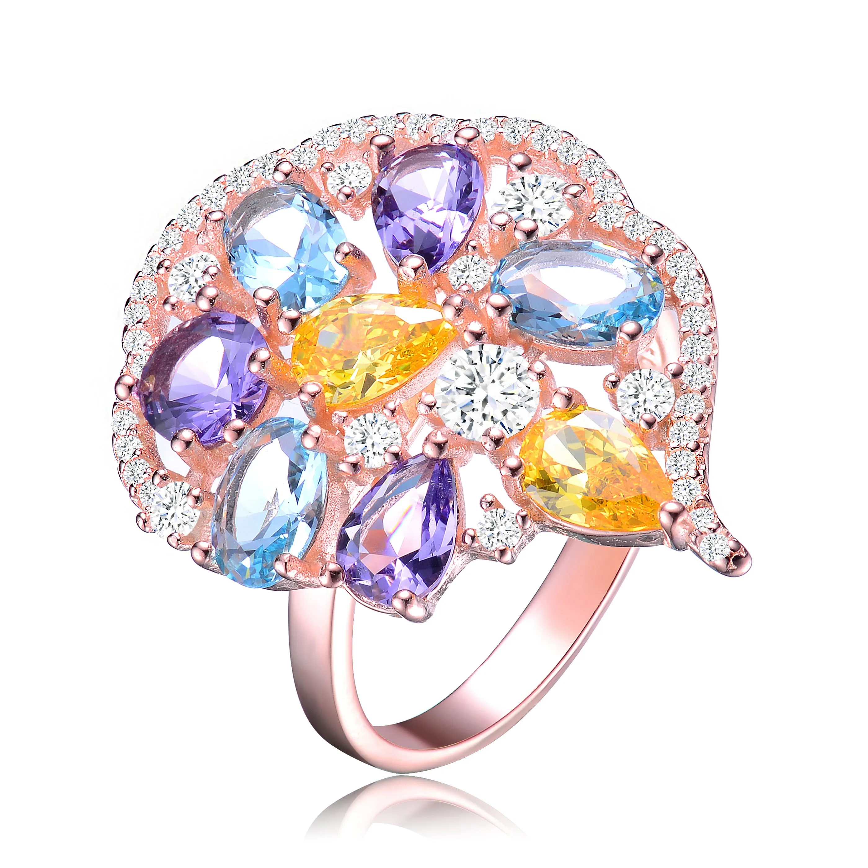 Palette Caroline Multicolor Rose Gold Flower Ring