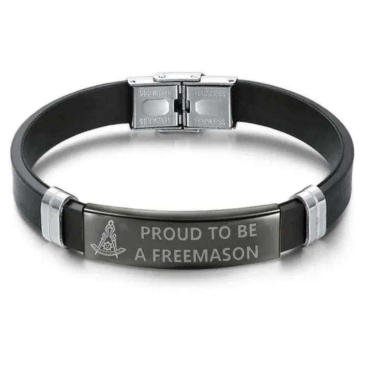 Past Master Blue Lodge California Regulation Bracelet - Steel & Leather