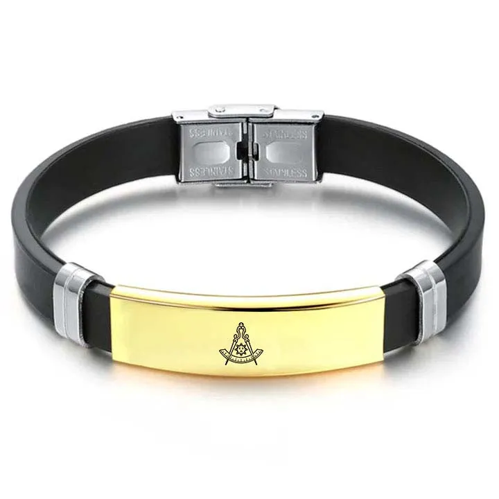 Past Master Blue Lodge California Regulation Bracelet - Steel & Leather