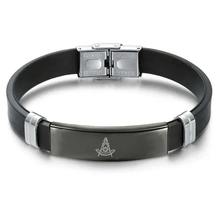 Past Master Blue Lodge California Regulation Bracelet - Steel & Leather