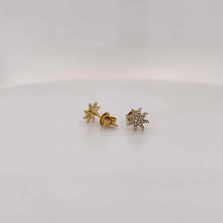 Pave Diamond Sun Stud Earrings