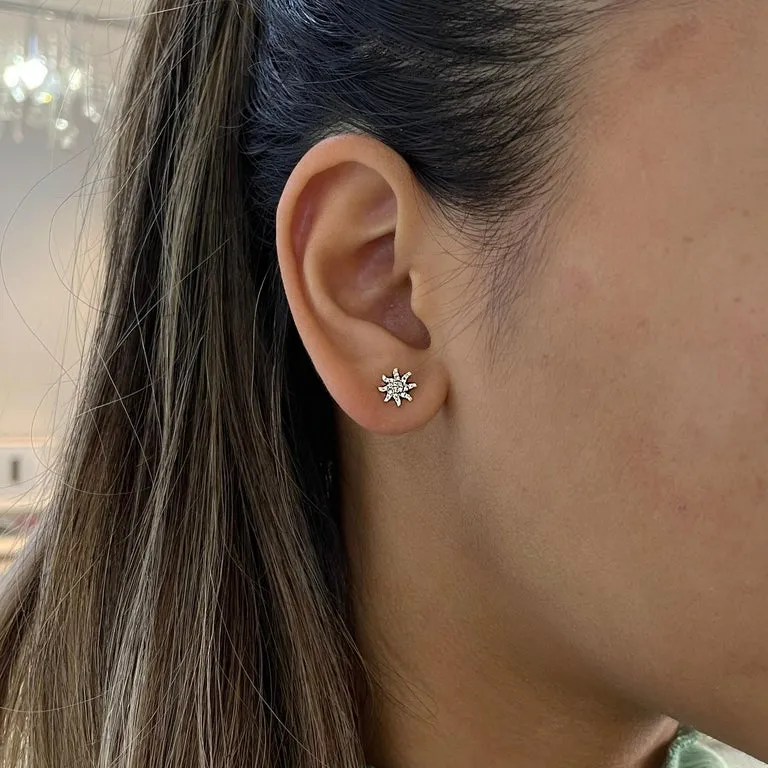 Pave Diamond Sun Stud Earrings