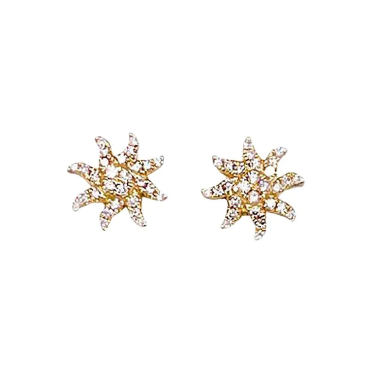 Pave Diamond Sun Stud Earrings