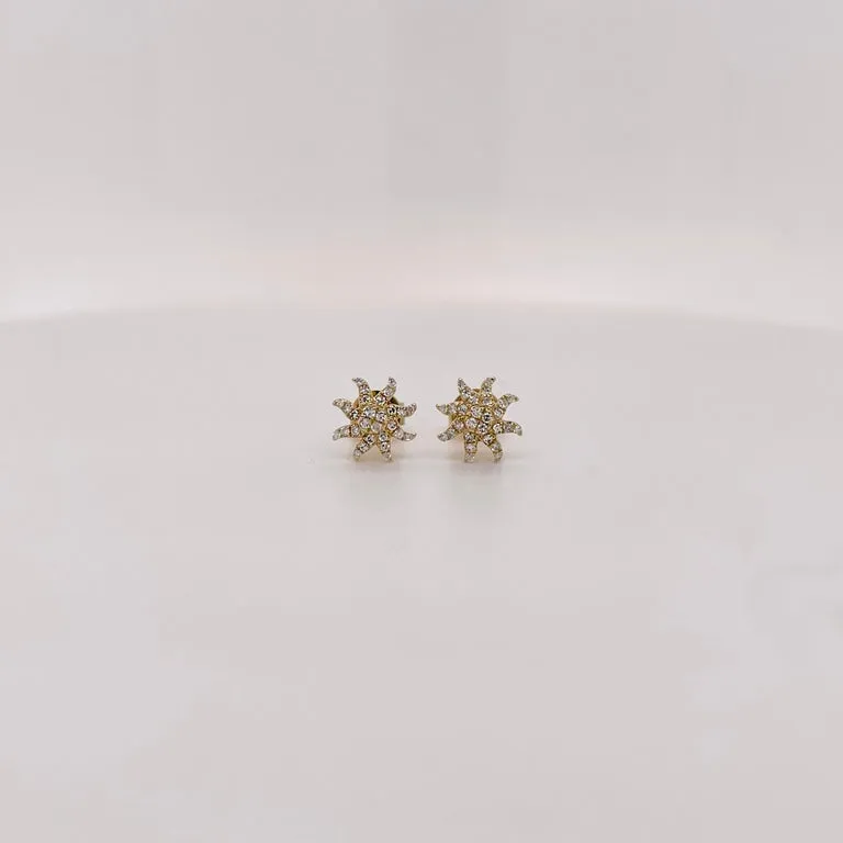 Pave Diamond Sun Stud Earrings