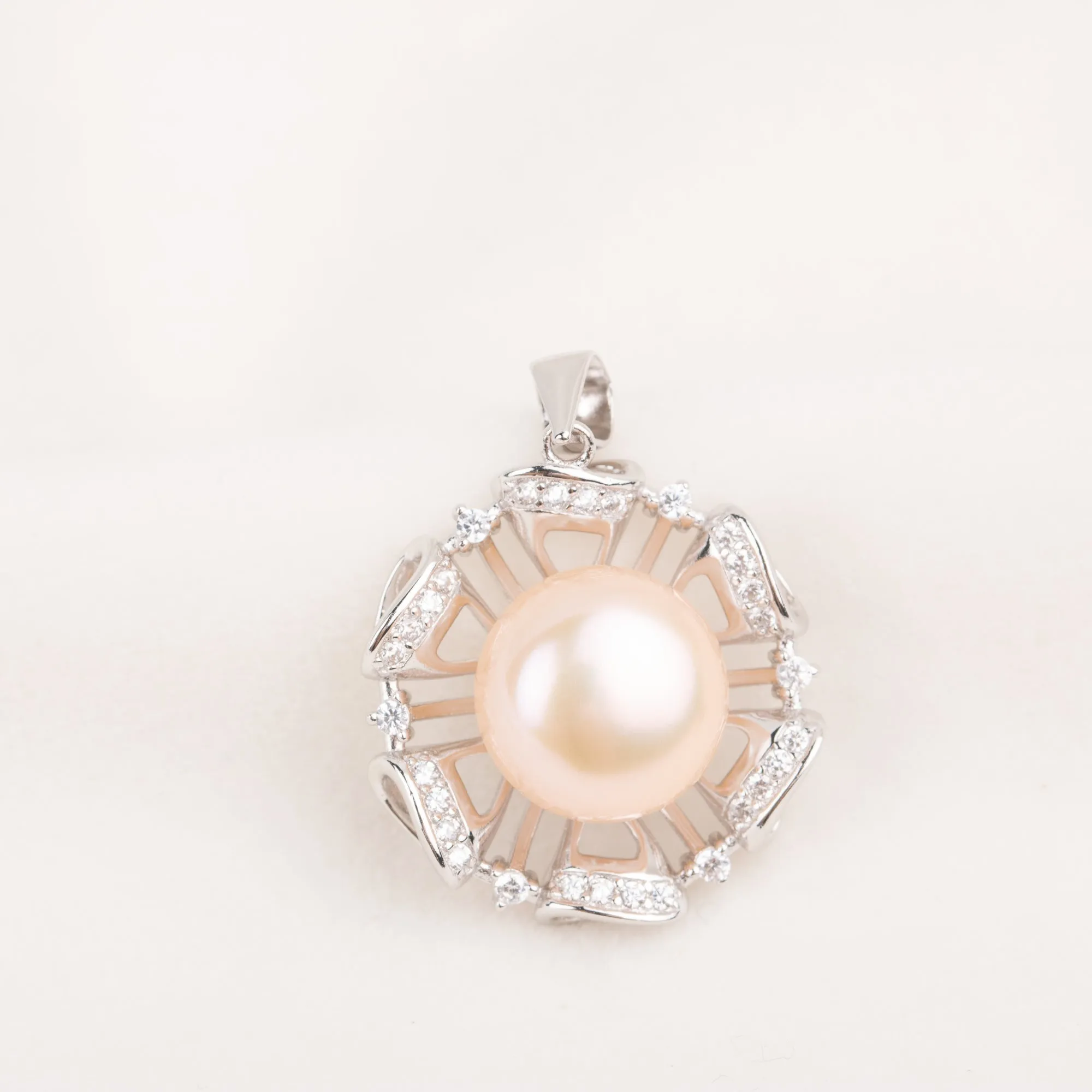 Pe010791 DIY 9-12mm Natural Freshwater pearl pendant accessory 925 sterling silver engagement jewelry necklace for women