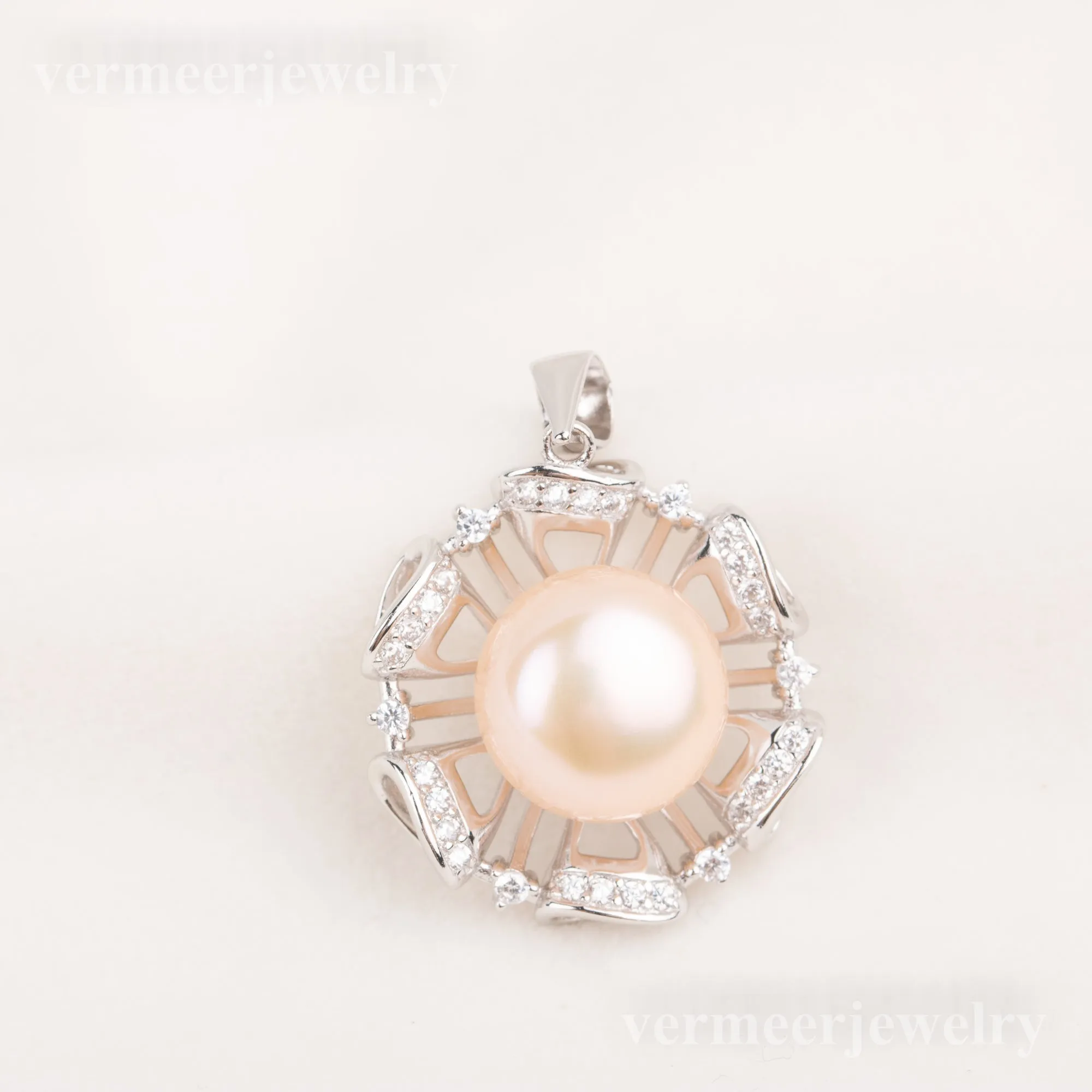 Pe010791 DIY 9-12mm Natural Freshwater pearl pendant accessory 925 sterling silver engagement jewelry necklace for women