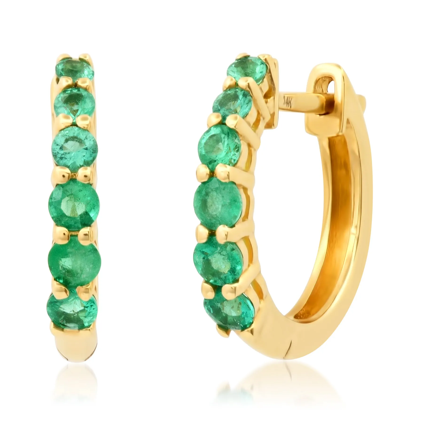 PRECIOUS EMERALD HUGGIES, 14kt GOLD