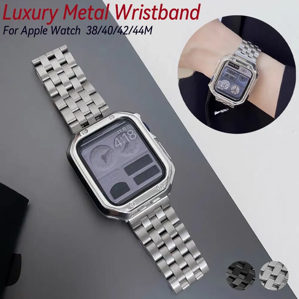 Premium Steel Metal Strap w/Case Series 6 Luxury Matte Cover Bracelet