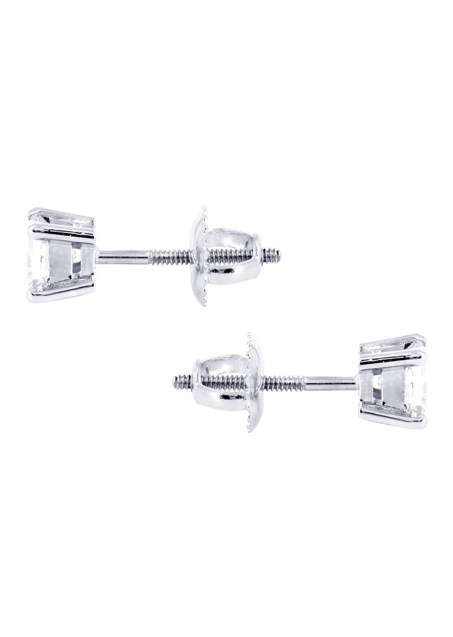 Princess Cut Diamond Stud Earrings For Men | 14K White Gold | 0.45 Carats