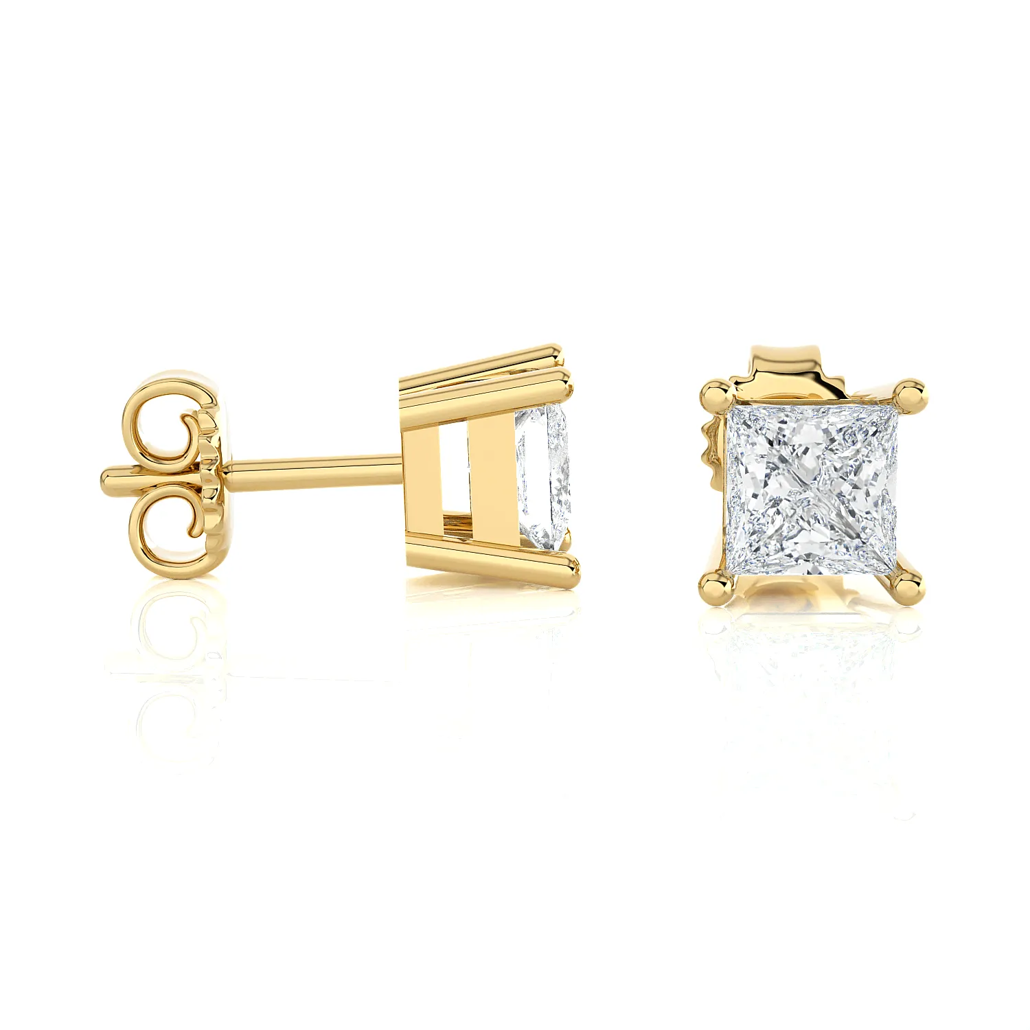 Princess-Cut Lab Grown Diamond Solitaire Stud Earrings