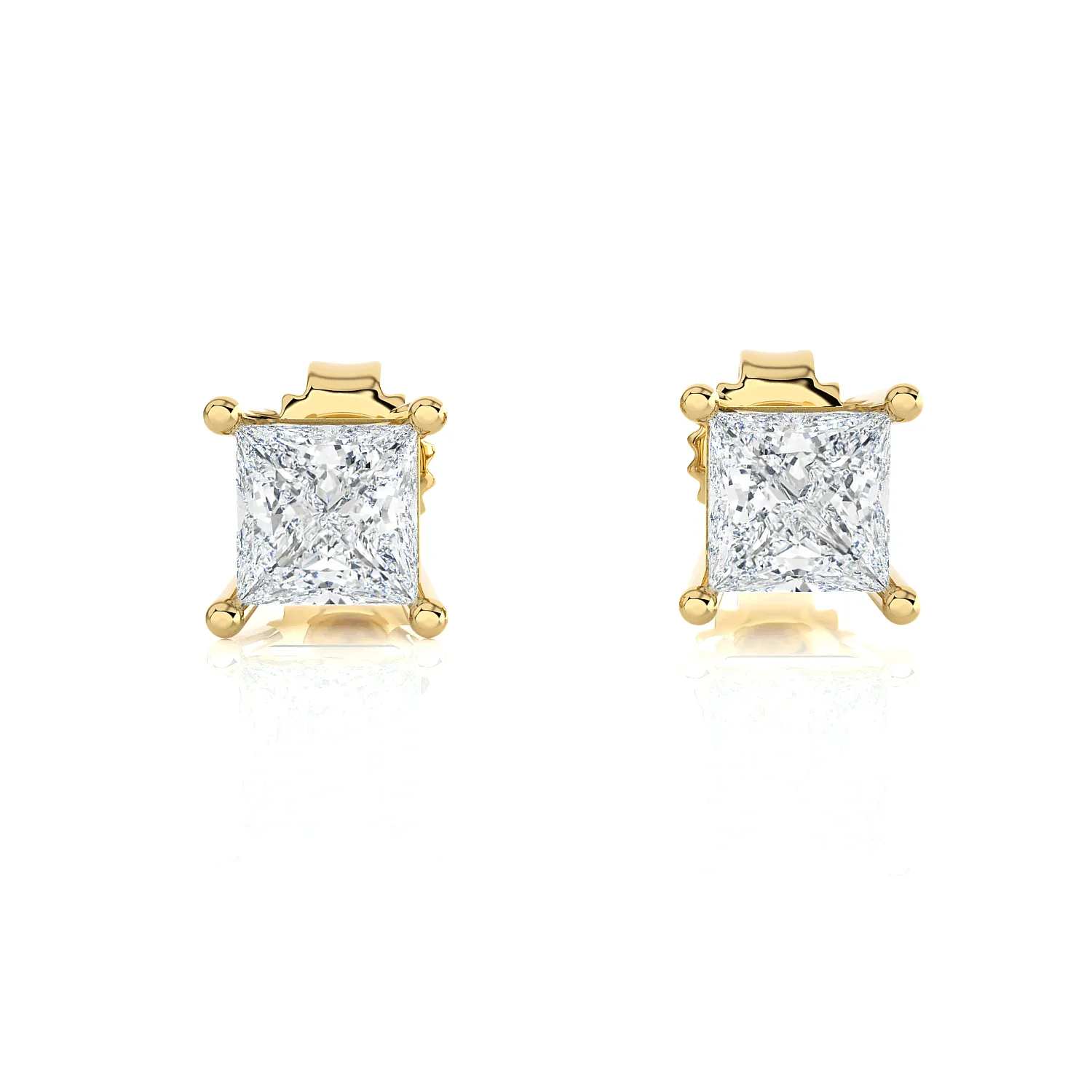 Princess-Cut Lab Grown Diamond Solitaire Stud Earrings