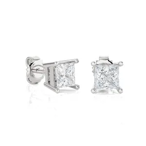 Princess-Cut Lab Grown Diamond Solitaire Stud Earrings