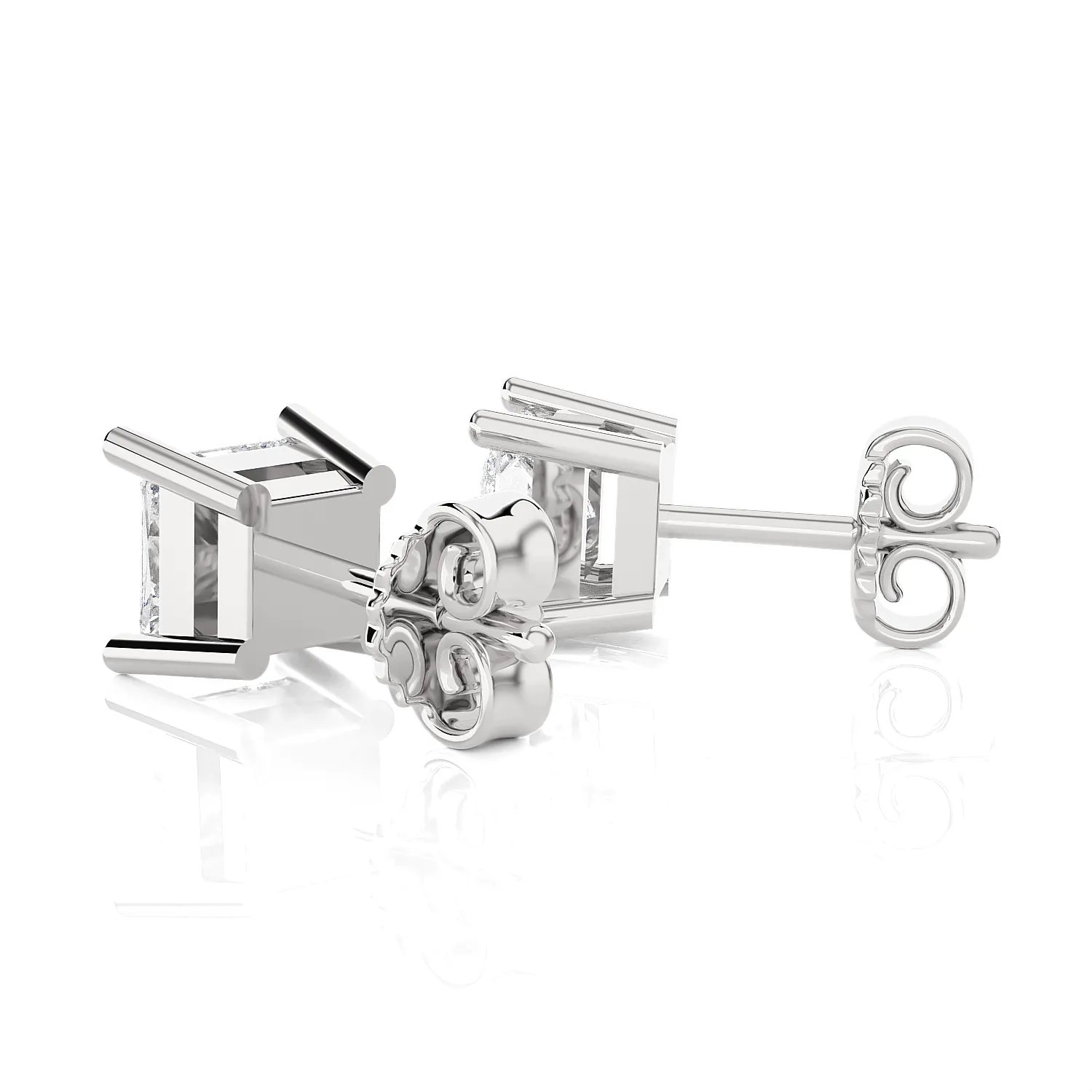 Princess-Cut Lab Grown Diamond Solitaire Stud Earrings