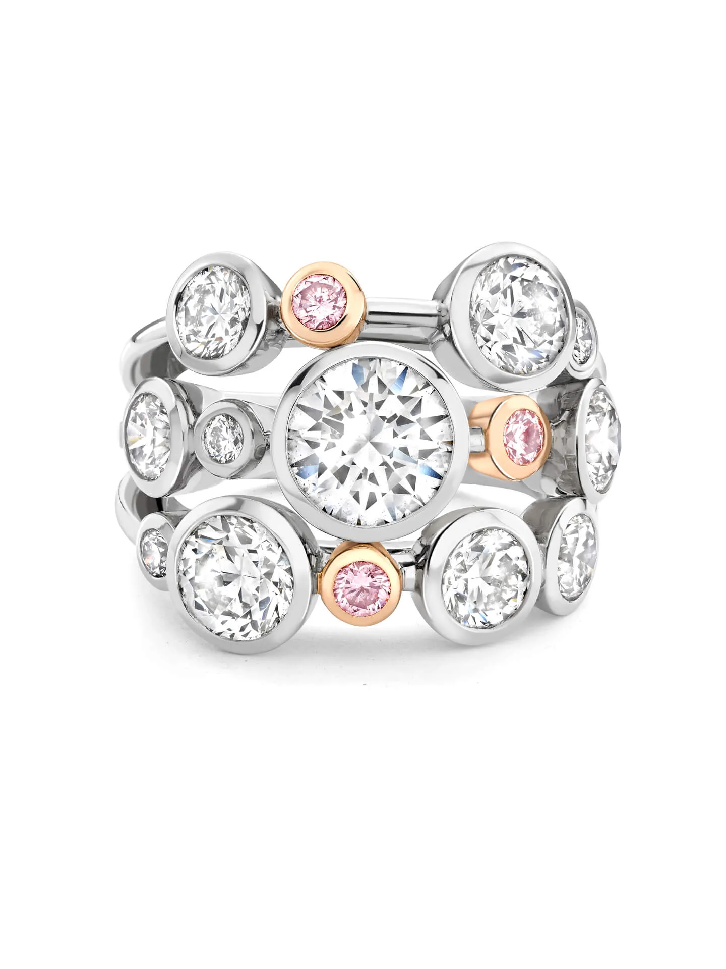 Raindance Pink and White Diamond Platinum Ring