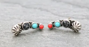 Red/Turquoise Concho Stud Earrings