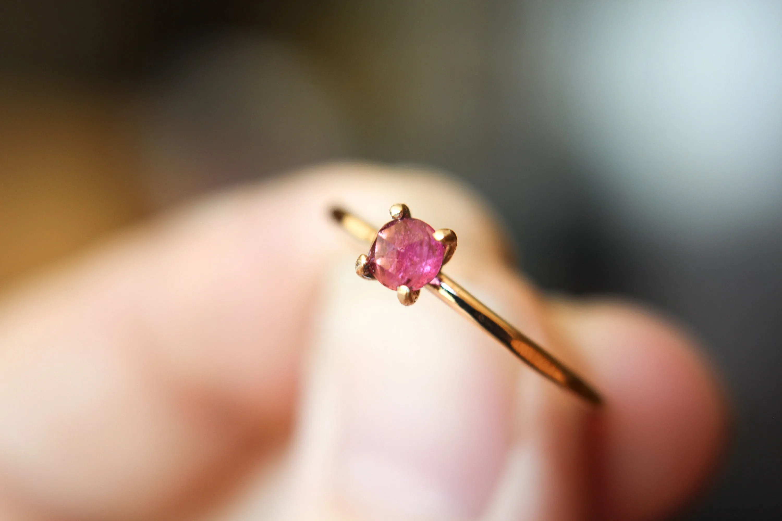 Rose Cut Tourmaline Ring, Pink Tourmaline Ring, Natural Gemstone Ring, Romantic Ring, Valentines, Gold Stacking Ring, Textured, Gift