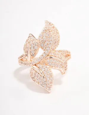 Rose Gold Leafy Pave Ring