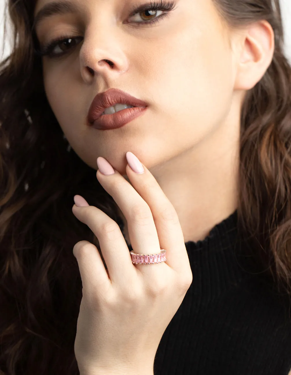 Rose Gold Pink Cubic Zirconia Ring