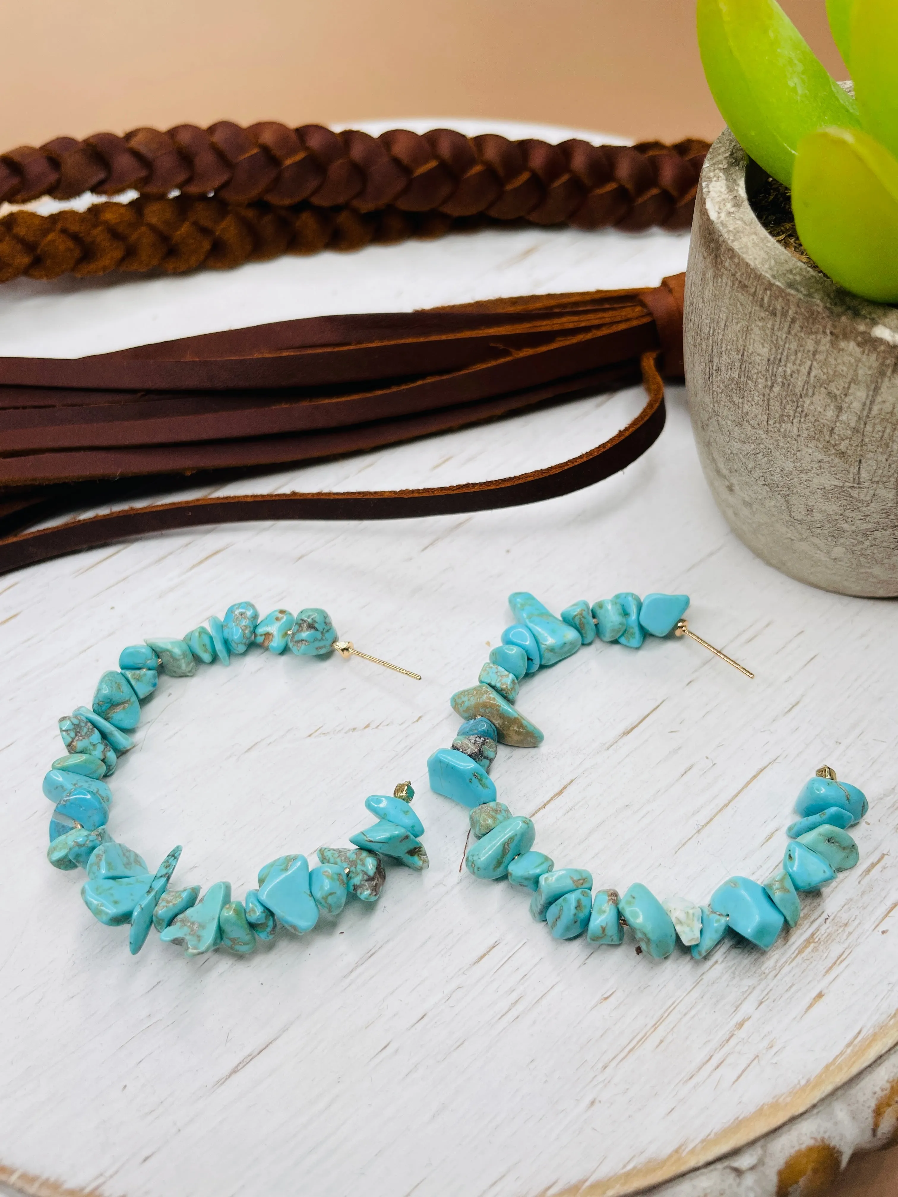 Rough Stone Hoop Earrings