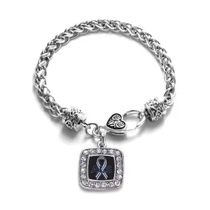 Silver ALS Awareness Square Charm Braided Bracelet