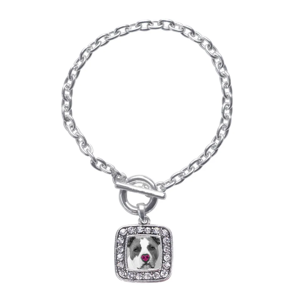 Silver Big Dogs with Big Hearts BSL Awareness Square Charm Toggle Bracelet