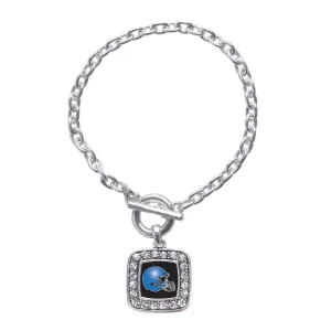 Silver Black and Blue Team Helmet Square Charm Toggle Bracelet