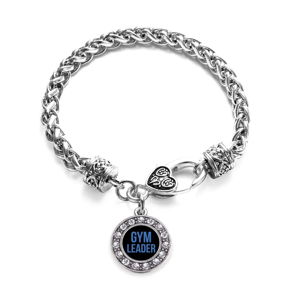 Silver Blue Gym Leader Circle Charm Braided Bracelet