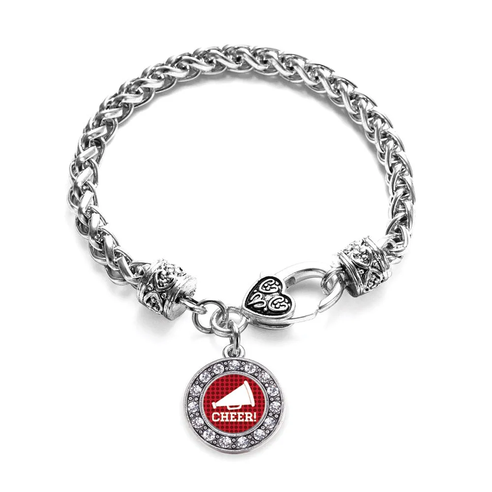 Silver Cheer Circle Charm Braided Bracelet